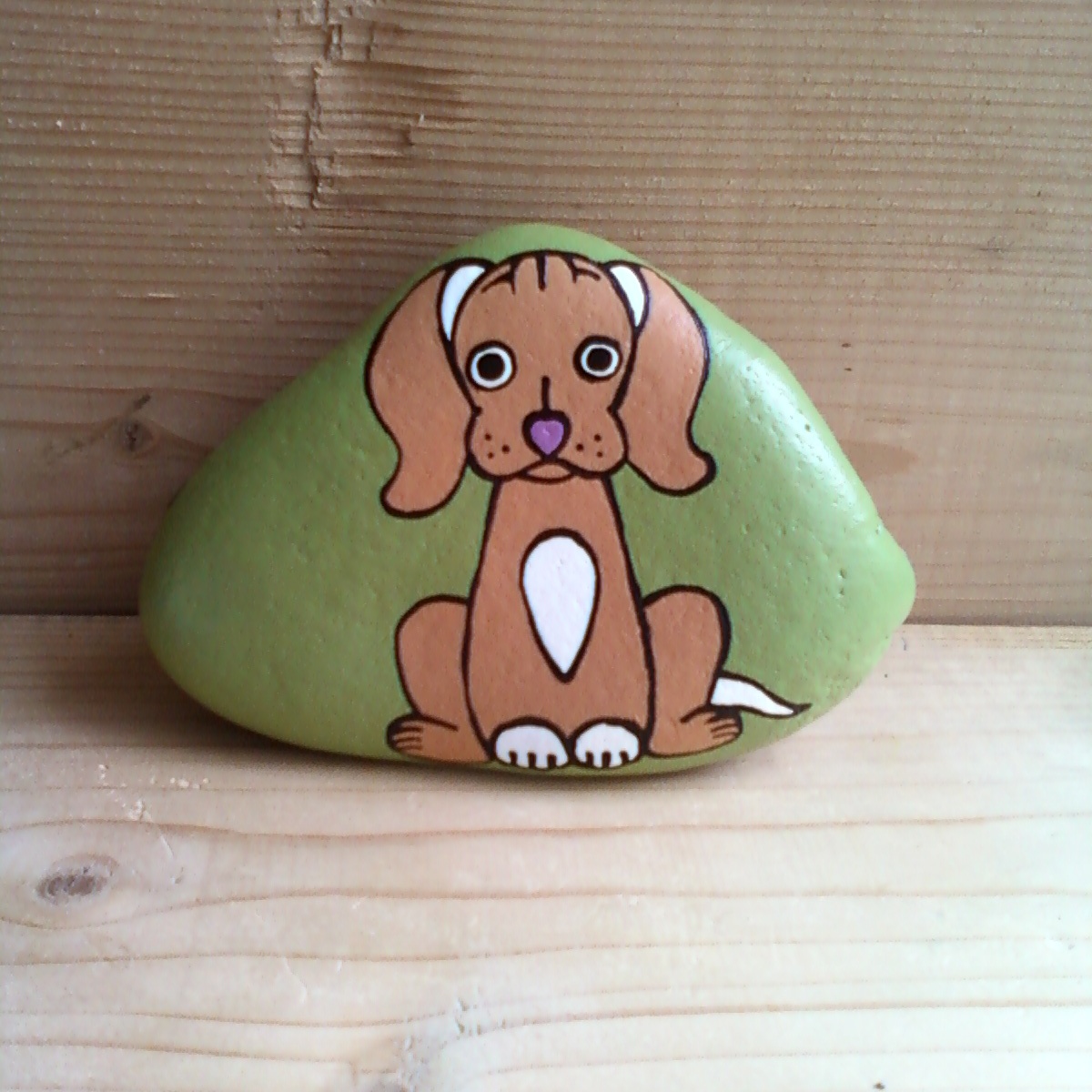 Malovaný kámen - Hnědý pejsek.