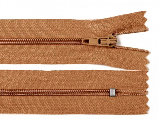 Spirálový zip světle hnědý 40 cm