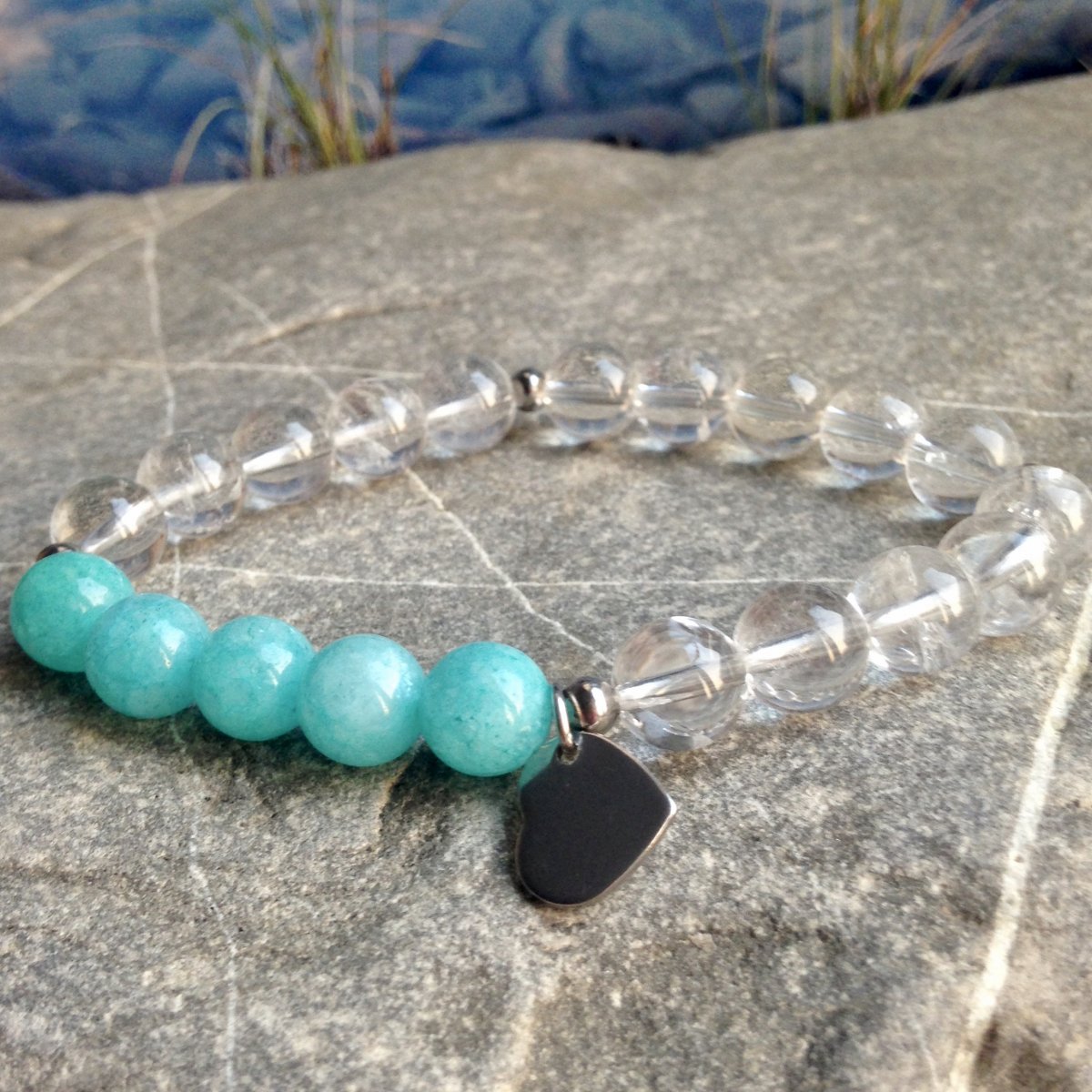 Křišťál a amazonit - náramek