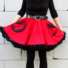 FuFu sukně červená s kapsami a s černou spodničkou