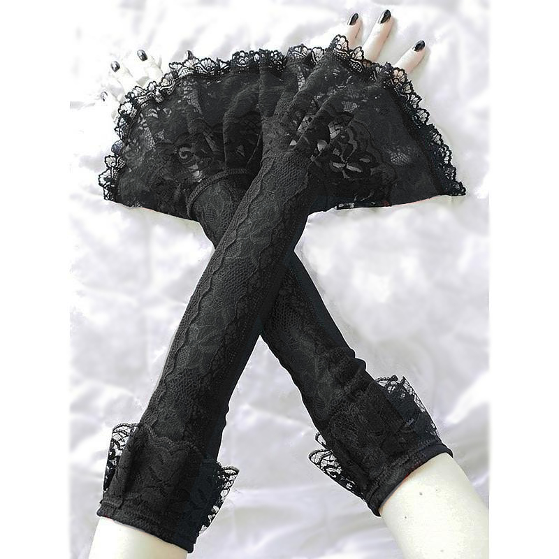  Dámské krajkové bezprsté rukavice 0100A