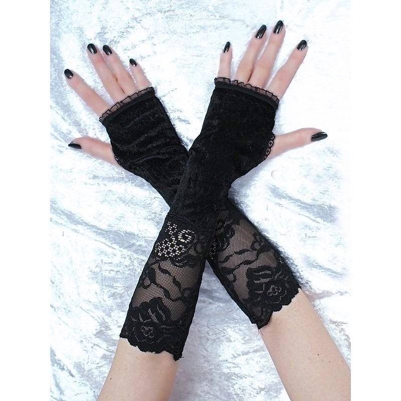 Dámské sametové černé rukavice 1010