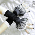 Dámské černé bezprsté rukavice s krajkou 0970