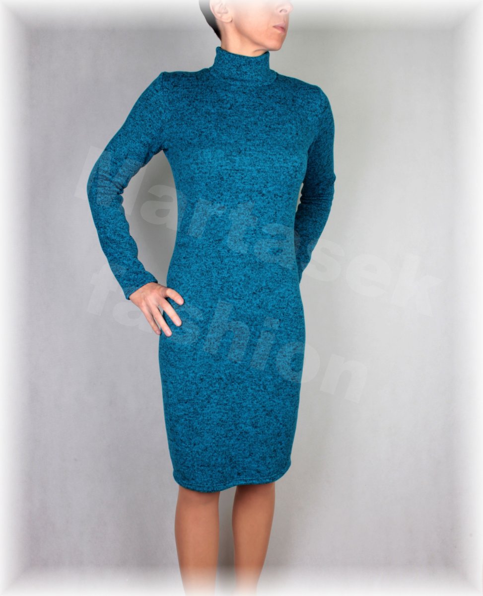 Šaty se stojáčkem vz.390-krásně hřejivý úplet (více barev)