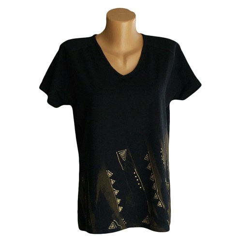 Černé dámské tričko zlatě malované