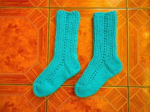 Ručně pletené ponožky s vlnou vel. 44-45