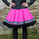 FuFu sukně pink s lemem2 a s černou spodničkou