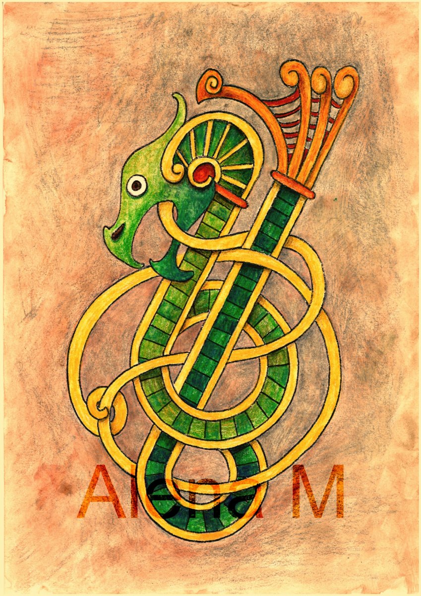 Keltská hudba - akvarel