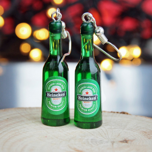 Pivo Heineken, vtipné náušnice, alkohol