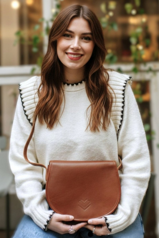 Kožená kabelka midi M B1 - hnědá