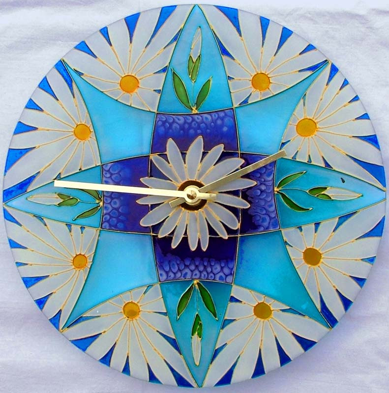 Ručně malované hodiny "Sedmikráskový sen" – Průměr 33 cm