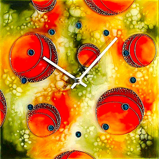 Ručně malované skleněné hodiny 30x30cm