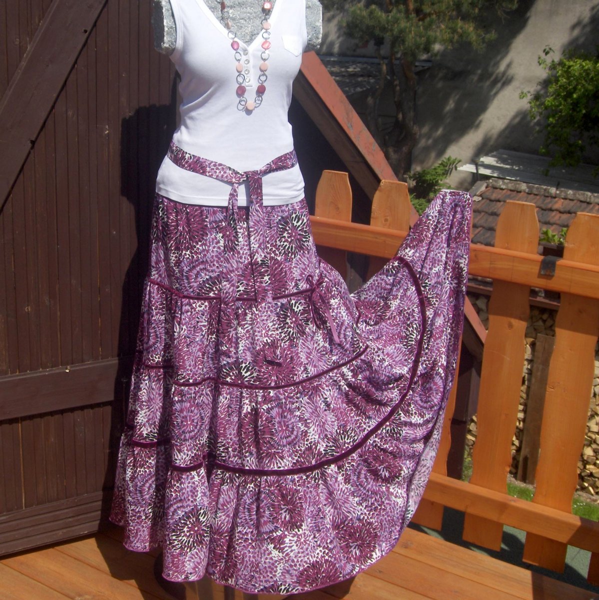 Letní dlouhá sukně šeříková....