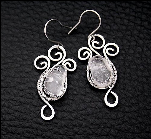 Náušnice-KŘIŠŤÁLCI-KŘIŠŤÁL-tepané- hypoalergenní