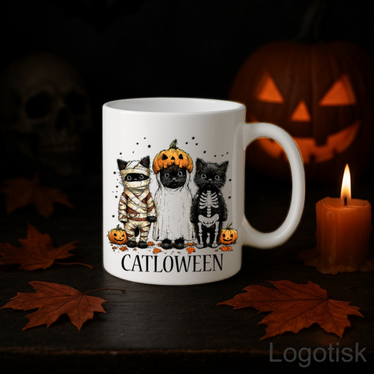 Hrnek s vtipným potiskem CATLOWEEN