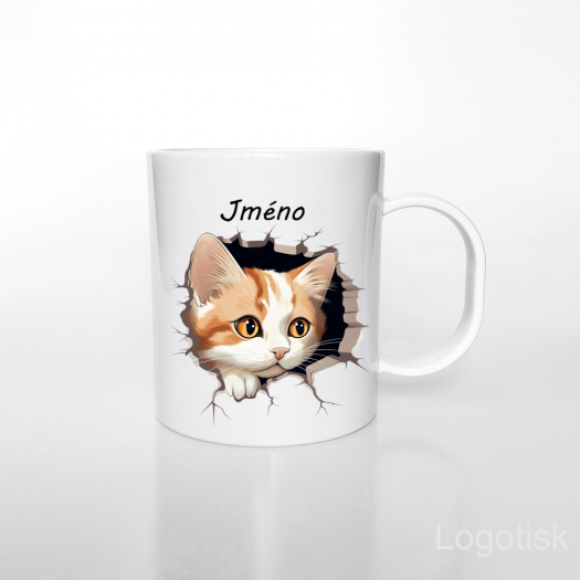 Plastový hrníček pro děti potisk KOŤÁTKO se jménem