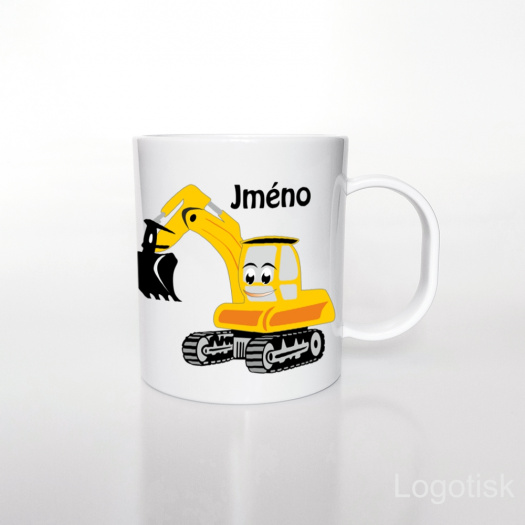 Plastový hrníček pro děti Bagr se jménem