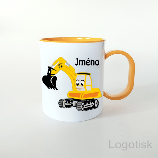 Plastový hrníček pro děti Bagr se jménem