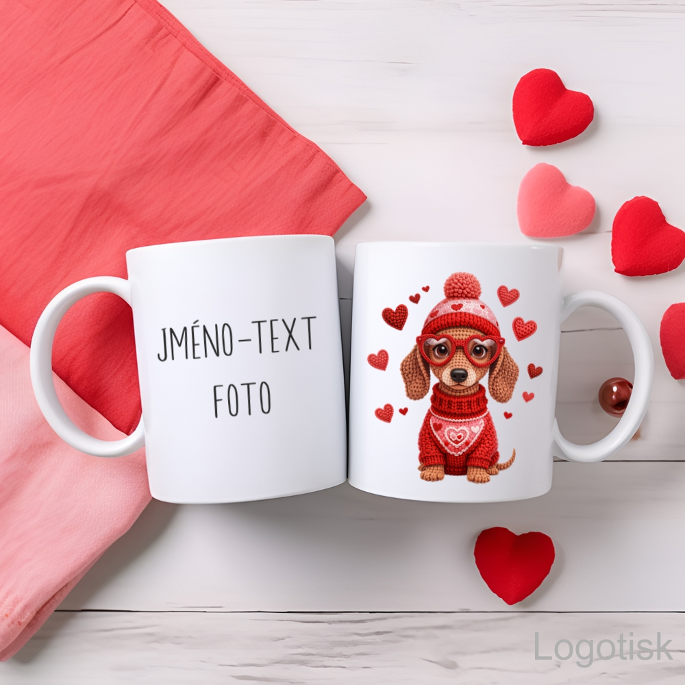 Valentýnský hrníček s potiskem JEZEVČÍK
