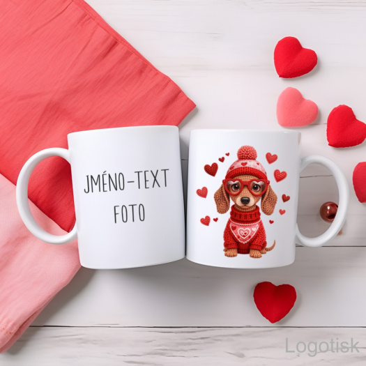 Valentýnský hrníček s potiskem JEZEVČÍK