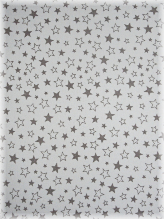 METRÁŽ - bavlněná látka plátno - šedé hvězdičky na bílé, šíře 160 cm