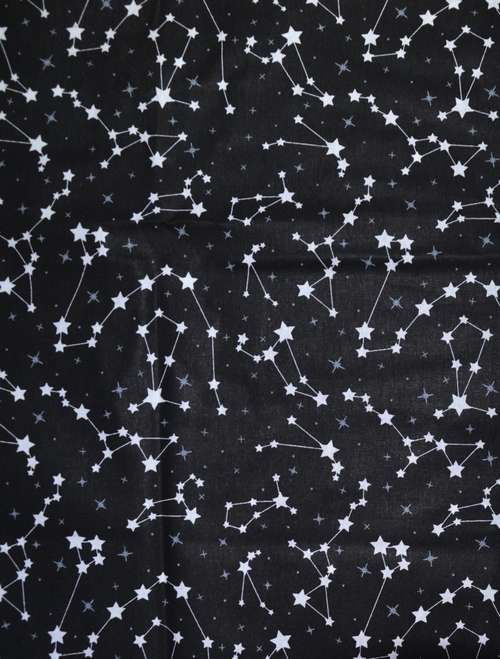 Bavlněná látka JI - metráž - bílé souhvězdí na černé - š. 160 cm