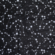 Bavlněná látka JI - metráž - bílé souhvězdí na černé - š. 160 cm