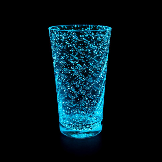 Fluorescenční svítící sklenice MODRÁ