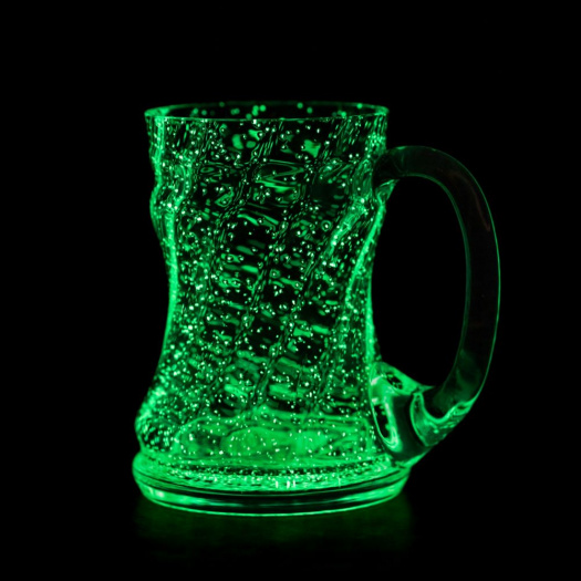 Fluorescenční svítící skleněný půllitr KRÝGL ZELENÝ
