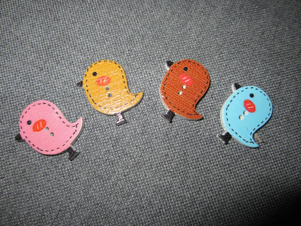 Knoflíky - ptáček, 4ks