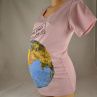 Těhotenské triko "Vyžehleno přes glóbus" růžové L/XL