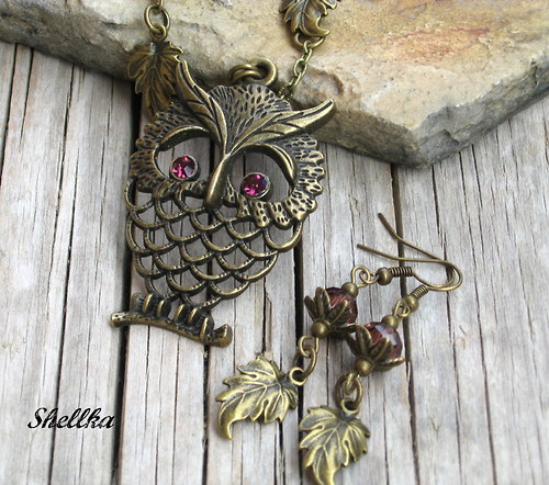 Náhrdelník se sovičkou + náušnice