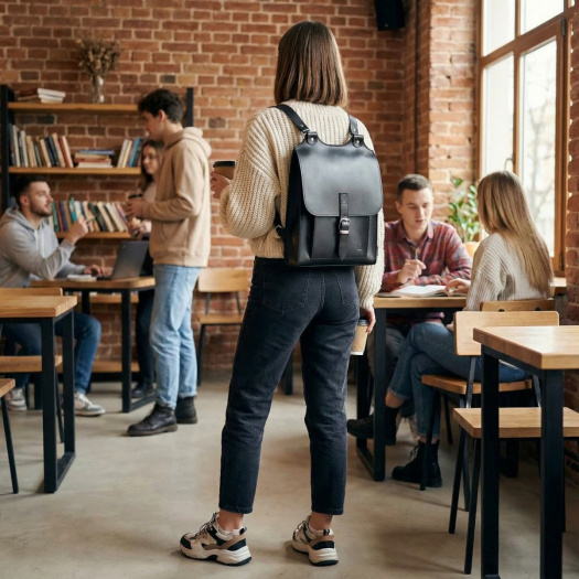 Kožený batoh - černý