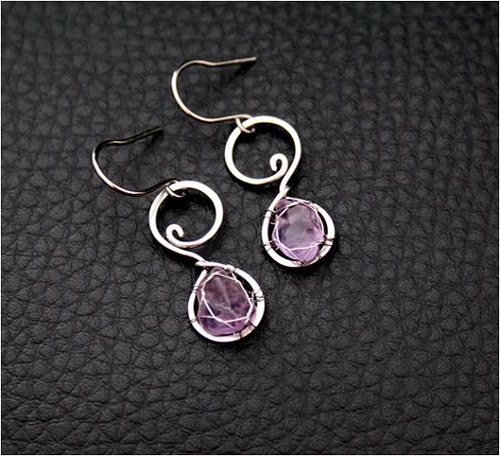 Tepané náušnice - S AMETYSTY- hypoalergenní