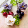 "Malý kousek léta.."náhrdelník, vinuté skleněné květy@chirurgická ocel