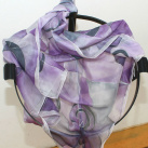 Hedvábný šátek: Spirály šedo-fialové