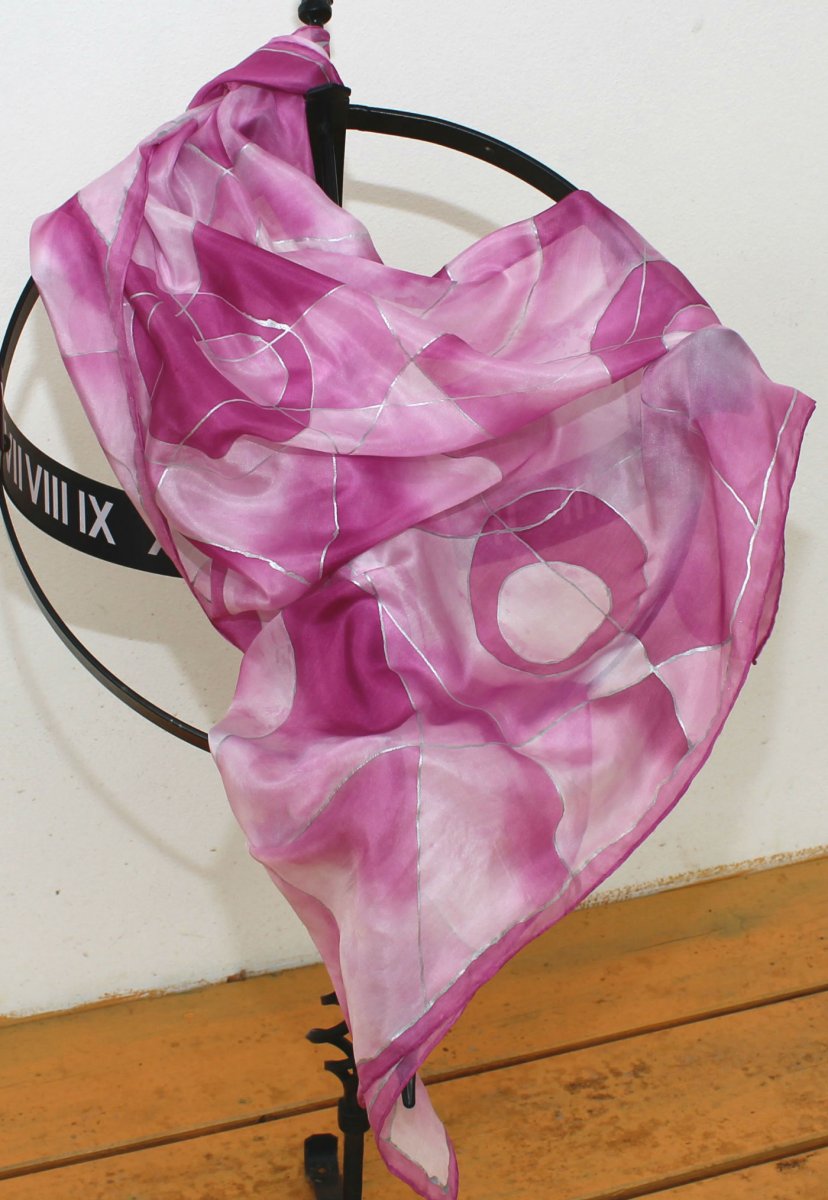 Hedvábný šátek: Kruhy růžové