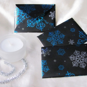 Metalická dárková mini psaníčka 3 ks - Padá sníh