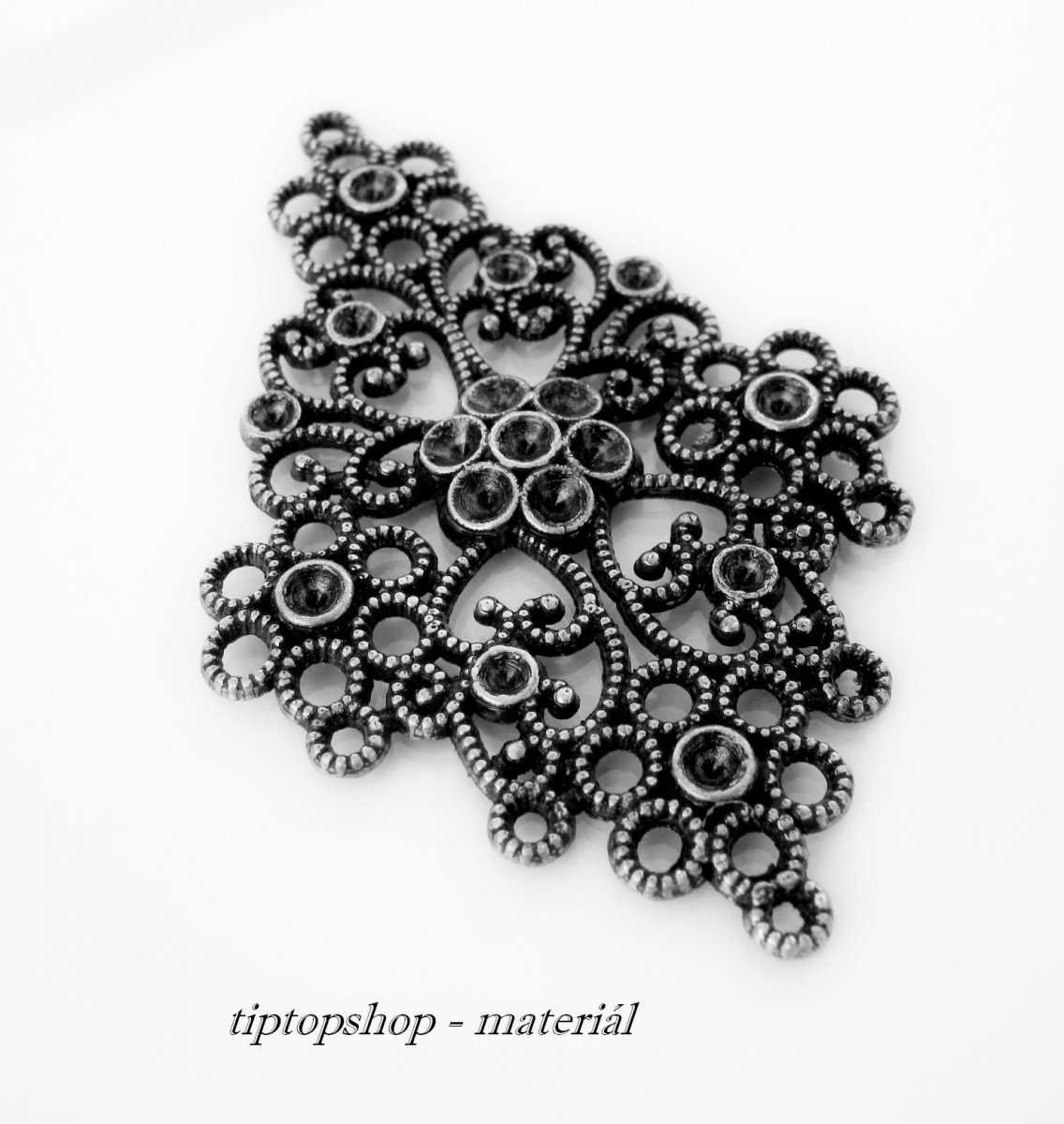 Kovový filigrán velký, starostříbro, 70x46 (1ks)