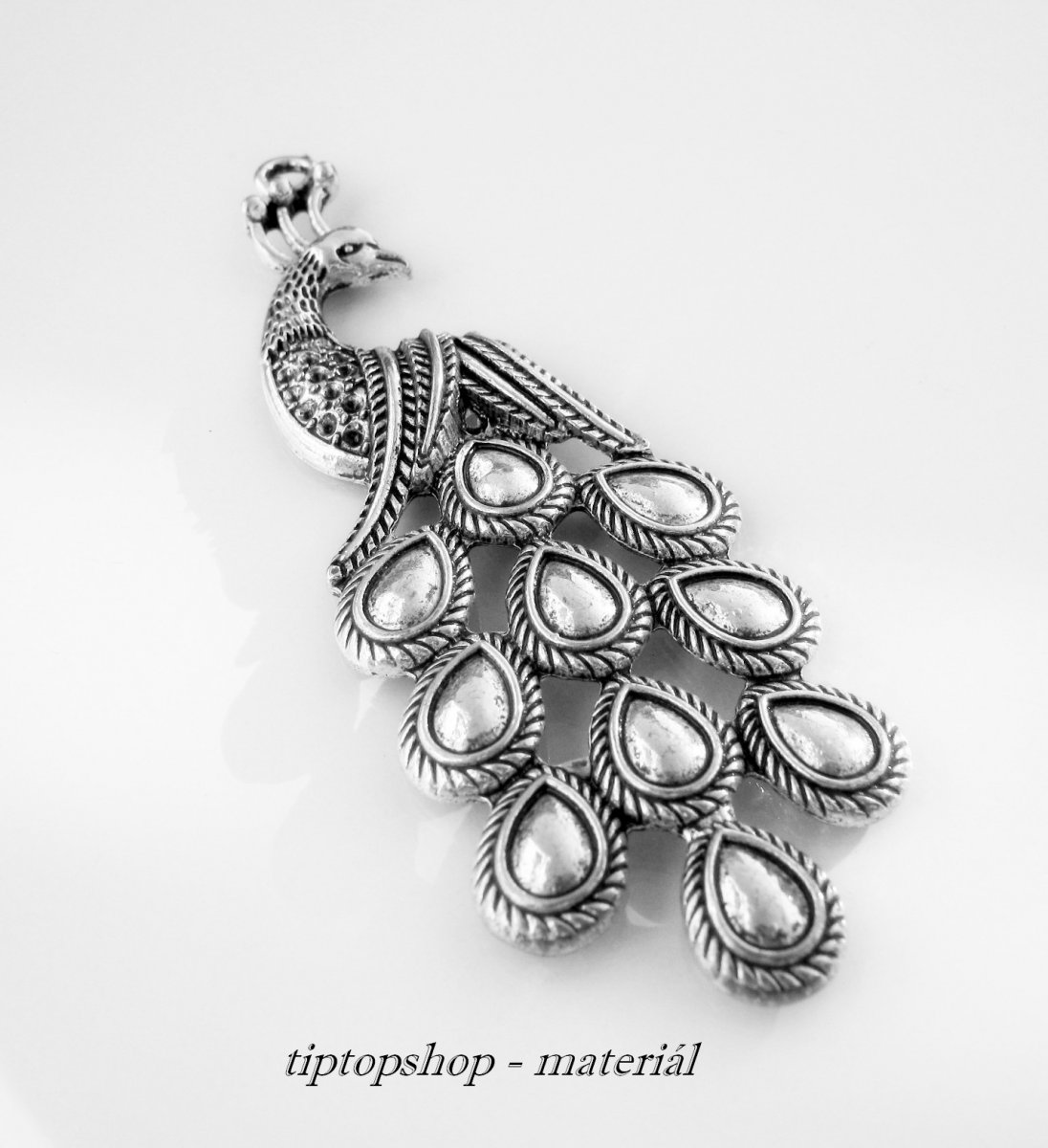 Kovový přívěsek velký, páv (1ks)