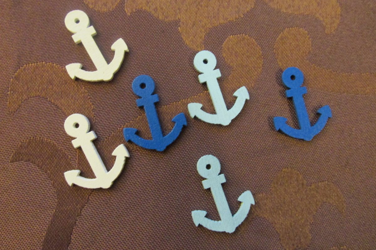 Dřevěné kotvičky 6 ks na scrapbooking, přáníčka