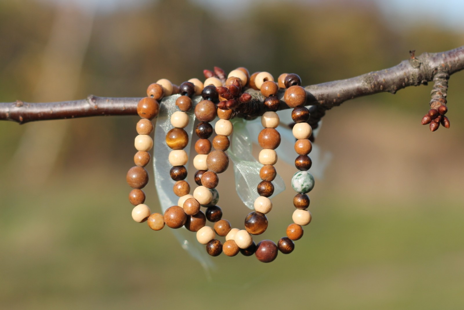 Dřevěné koulení - sada 3ks náramků