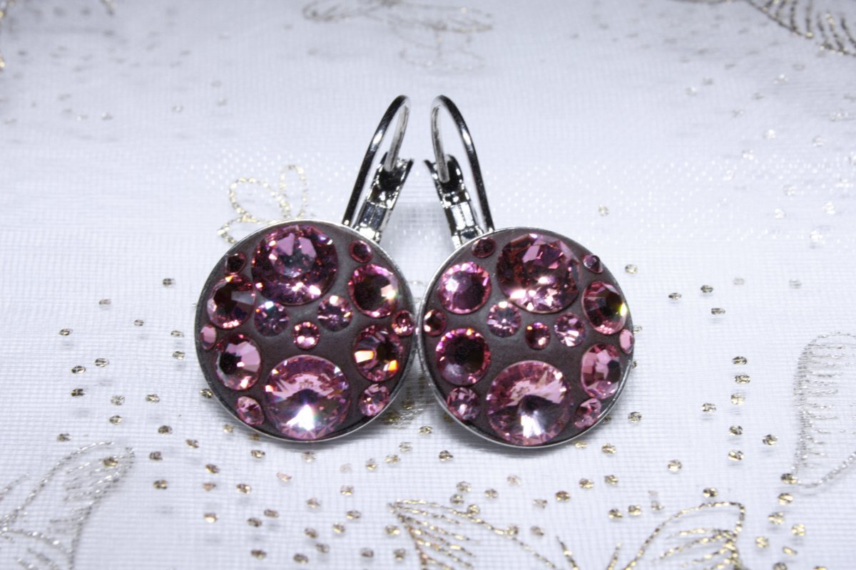 Větší hnědo-růžové visací náušnice