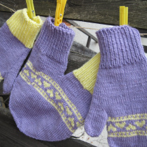 Partnerské rukavice - fialovožluté