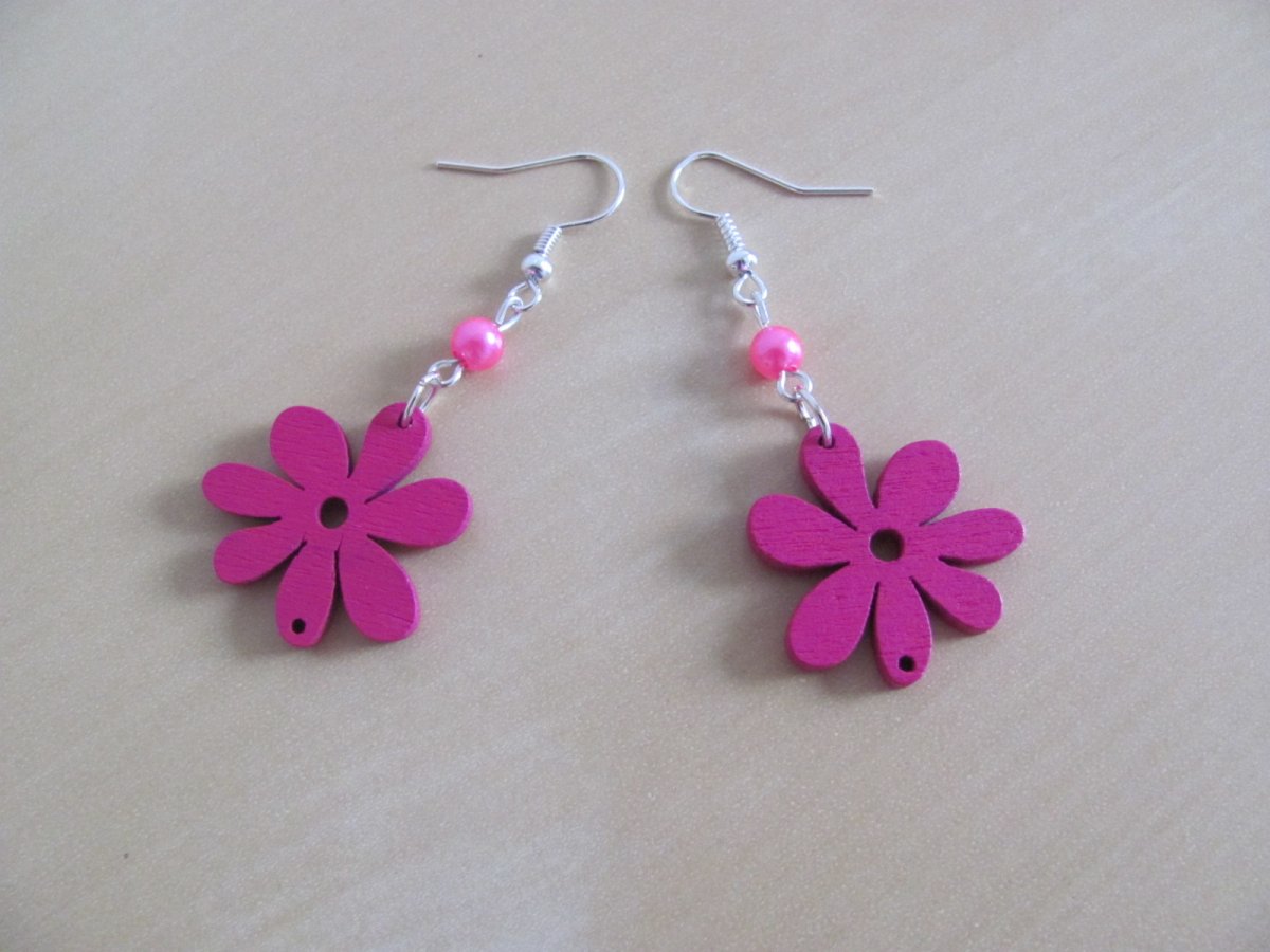 Dřevěné kvítky - růžové