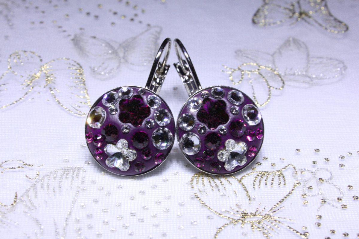 Ametystové kytičkové náušnice č.2