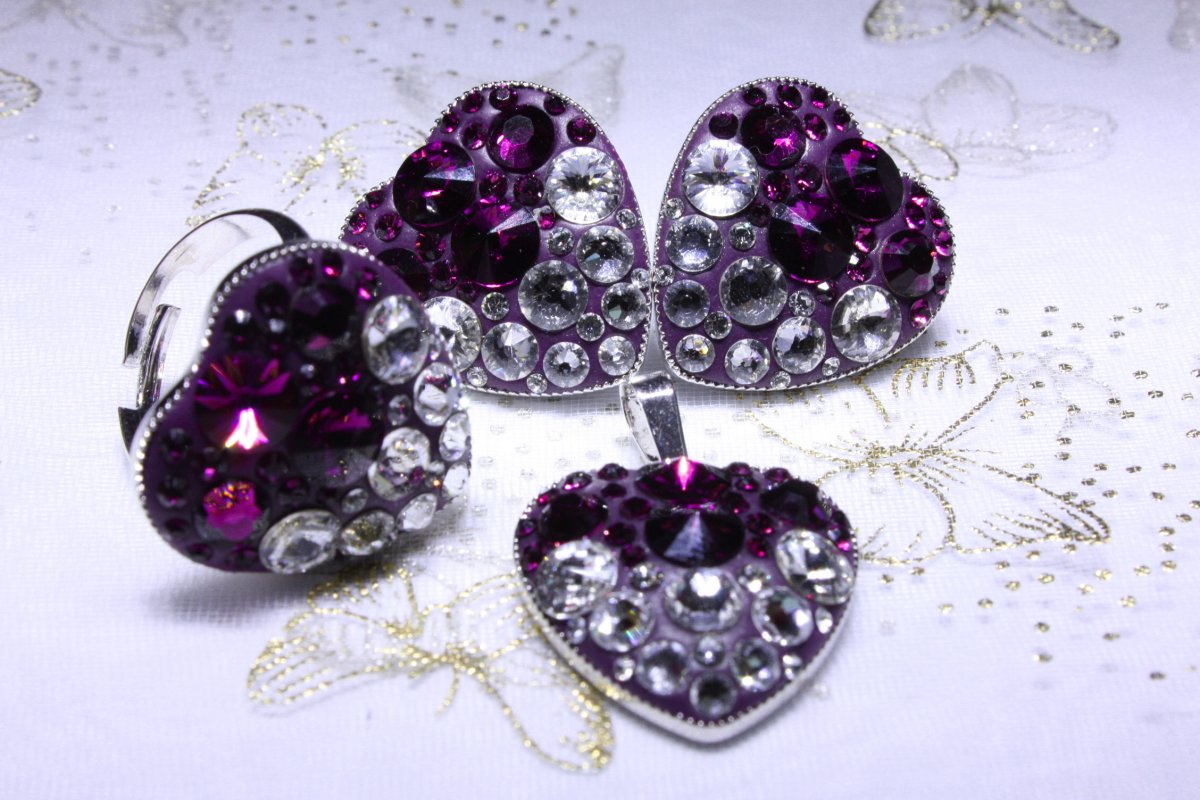 Ametystová srdcová sada