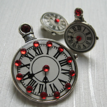 Red clock & earring 3D - sada 