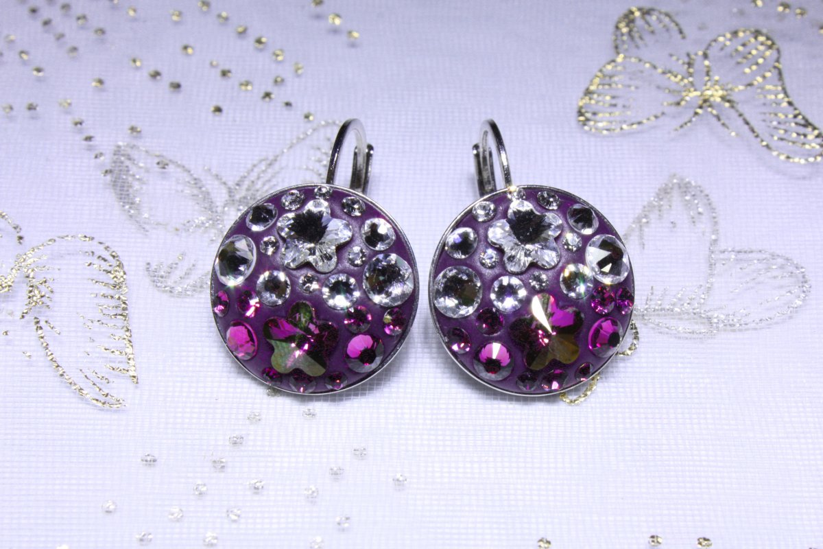 Ametystové kytičkové náušnice