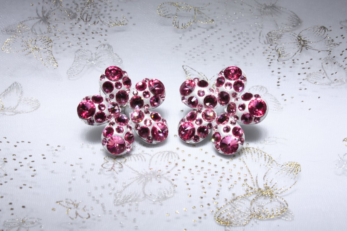 Růžové kytičkové náušnice